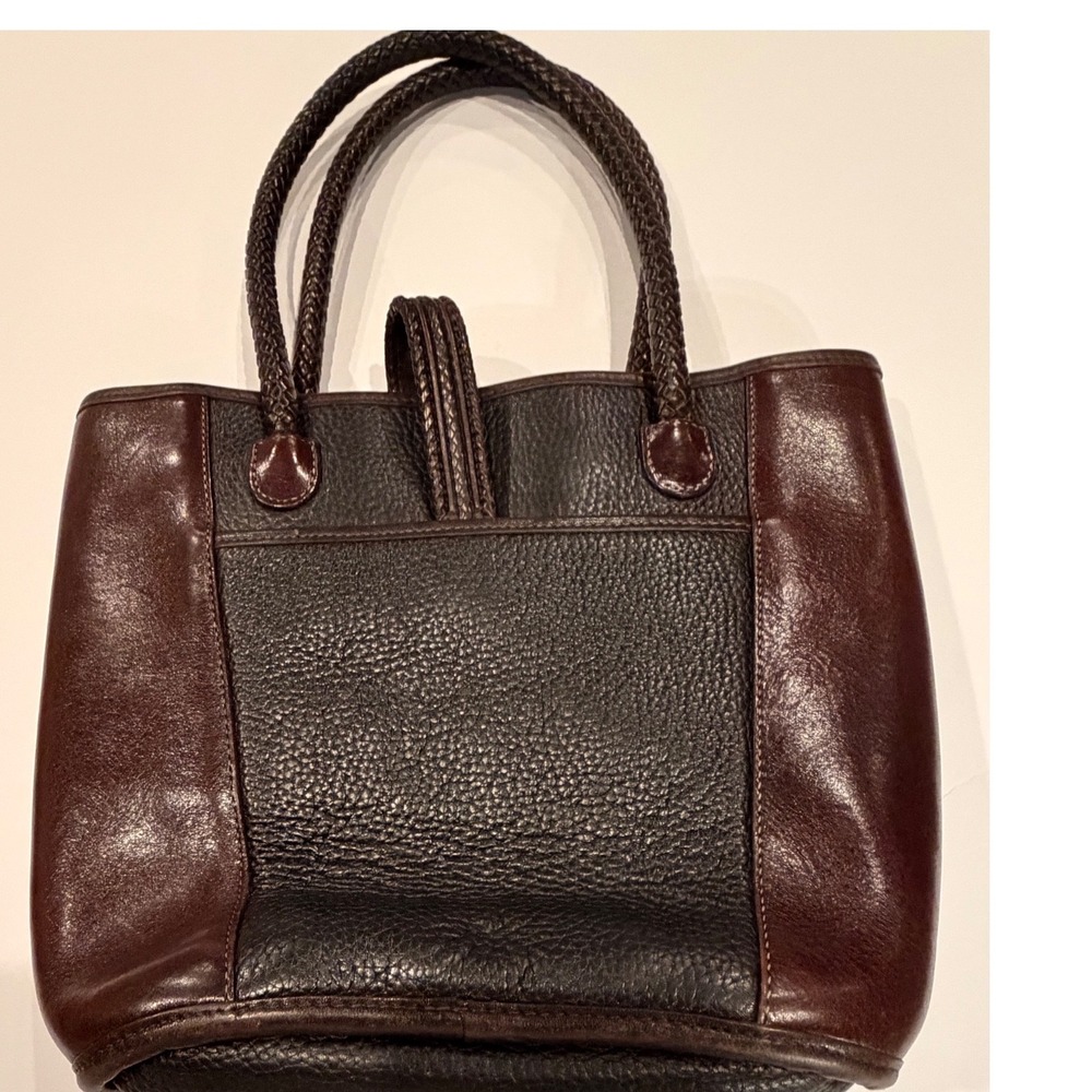 Brighton Gigi Bucket Bag Black Brown Leather Braided Handles Heart Charm Purse - Picture 6 of 16